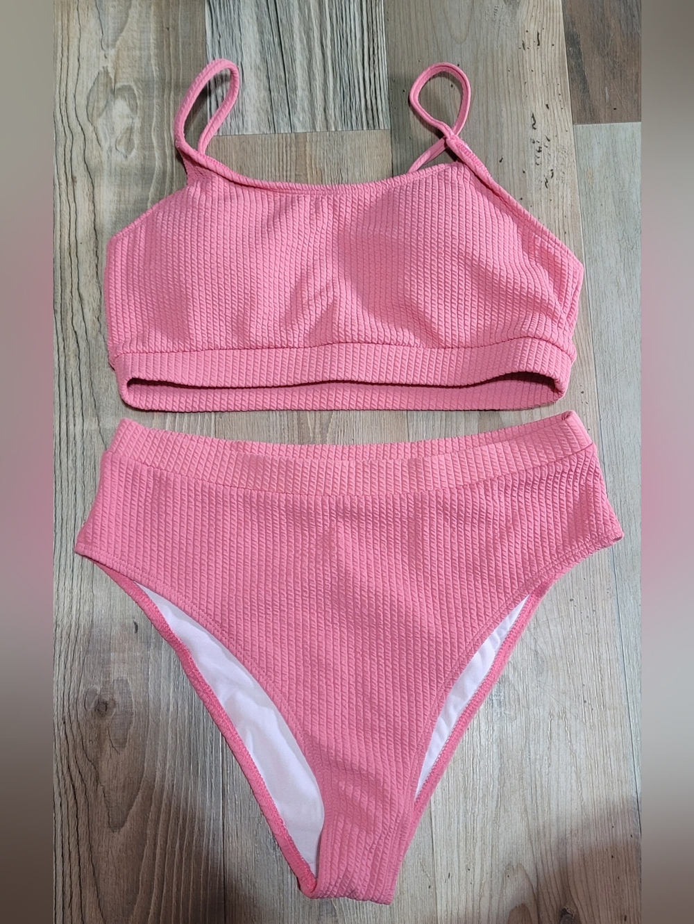 Textured Pink Two-Piece Bikini Set